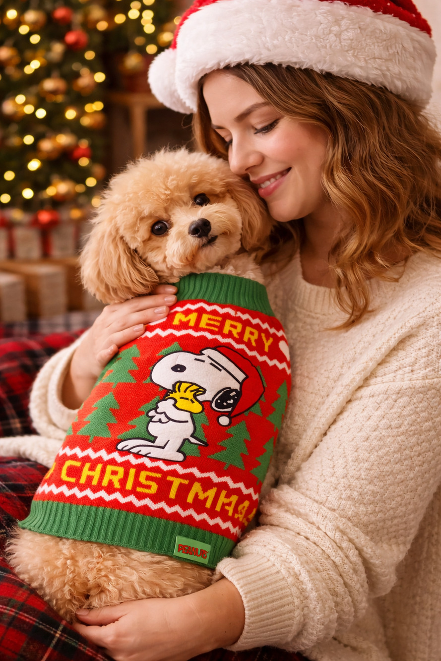 Peanuts Snoopy Dog Sweater XL Merry Christmas Knit Holiday Pet Outfit